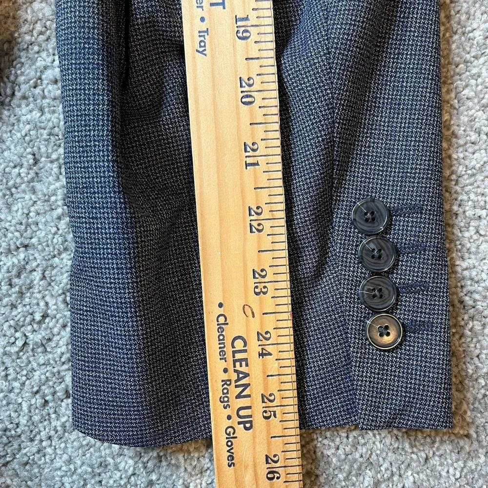 Turnbury Mens 50 R Blazer Wool Navy Blue Houndstooth Sport Coat Wedding Party